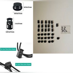 32x Spring Loaded Toggle Stop Cord Locks End Plastic Single Double Hole Stoppers